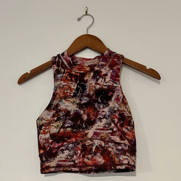 Lululemon Everlux and Mesh Cropped Tank in Urbantricity Multi / Dark Terracotta - Picture 6 of 11